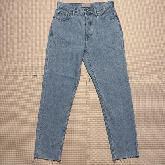 Everlane Women's The 90's Cheeky Straight Leg Jean Raw Hem Button Fly Size 27 - Picture 1 of 16